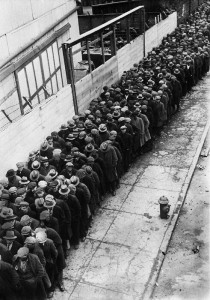 Men waiting for the chance of some work, 1930 USA
