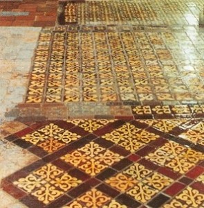 Restored tiles at Winchester Cathedral